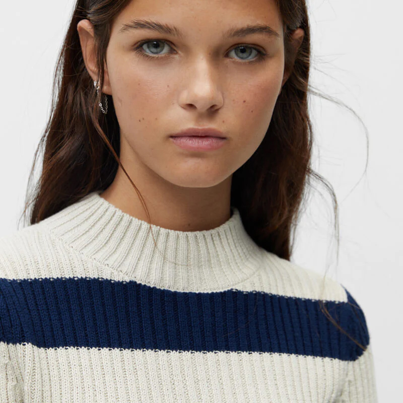 Basic mock turtleneck sweater with slits